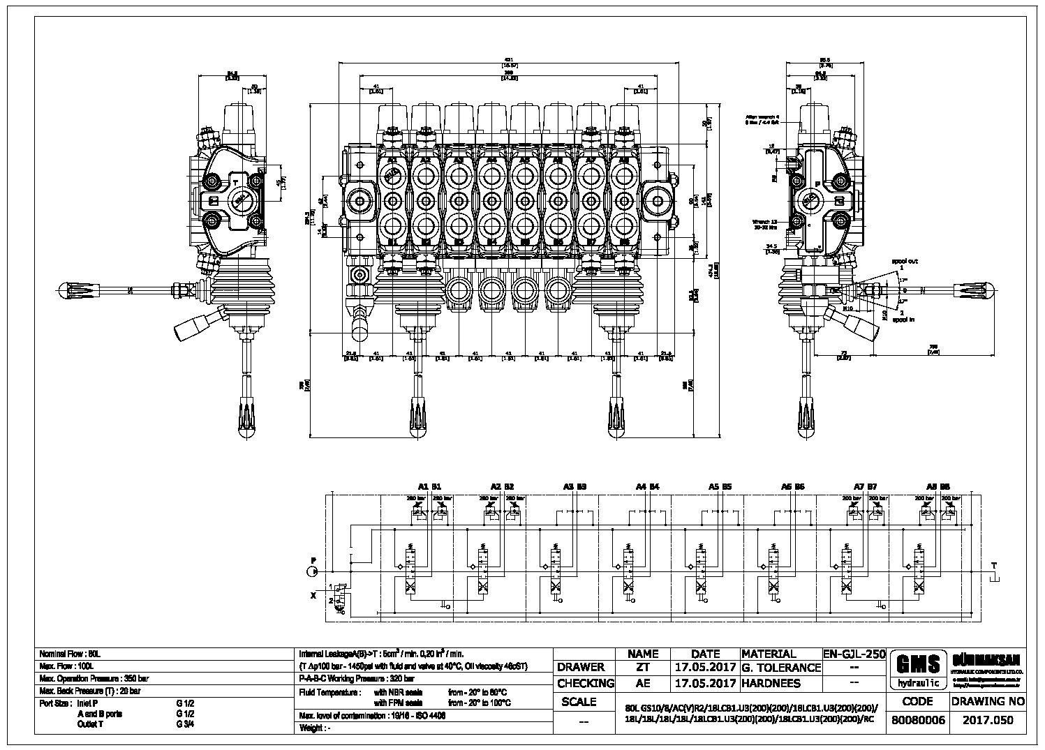 80080006 pdf Kuormainventtiili, 8-karainen 80L Max 100L 8 x 2-toiminen, 2xjoystick, virt.säätö - Image 3