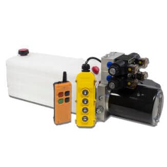 Koneikko 2+2-toimiseen käyttöön 12VDC, 1,6 kW, pumppu on 2,1 cm³. max 200 bar 4,5l säilö.+Langaton kaukosäädin
