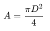 A = \frac{\pi D^2}{4}